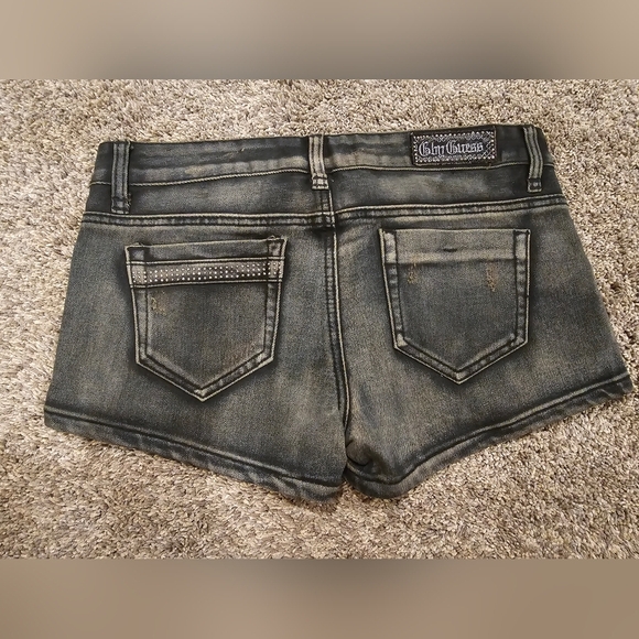 NWOT! Guess Rhinestone Studded Distressed Shorts Blue Denim 28 - Picture 7 of 11